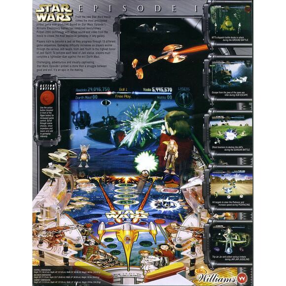 Star Wars Episode 1 Pinball FLYER Original 1999 Game Sci-Fi Art Print - Picture 2 of 4